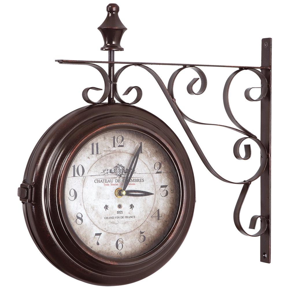 Yosemite Home Decor  16 in Double Sided Iron Wall  Clock  in 