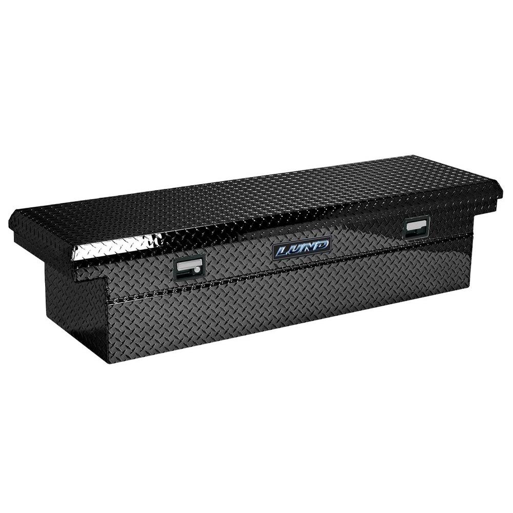 Lund 70 in Low Profile Gloss Black Aluminum Full Size Crossbed Truck Tool Box with mounting hardware and keys included