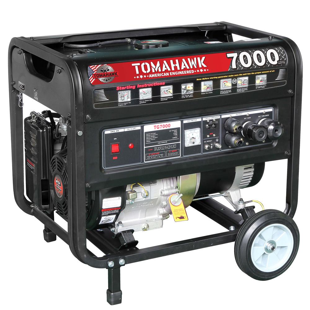 Tomahawk TG7000 5000-Watt Gas Powered Recoil Start Portable Generator ...