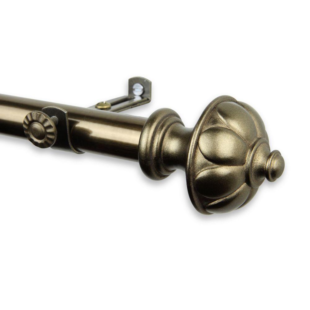 Antique Brass 28-48 Rod Desyne Rimmed Curtain Rod