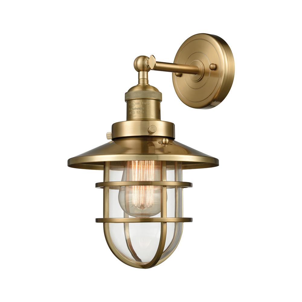 Titan Lighting Seaport 1-Light Satin Brass Sconce-TN ... on Brass Sconce Light id=64921