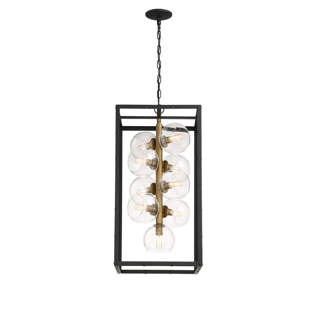 Eurofase Bentley Collection 9Light Black Chandelier with Bronze Shade