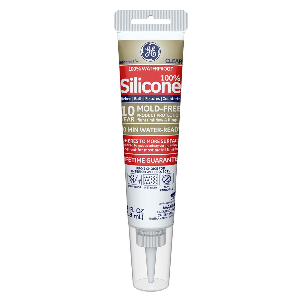 GE Silicone 2+ 2.8 oz. Clear Kitchen and Bath Caulk-GE284 ...