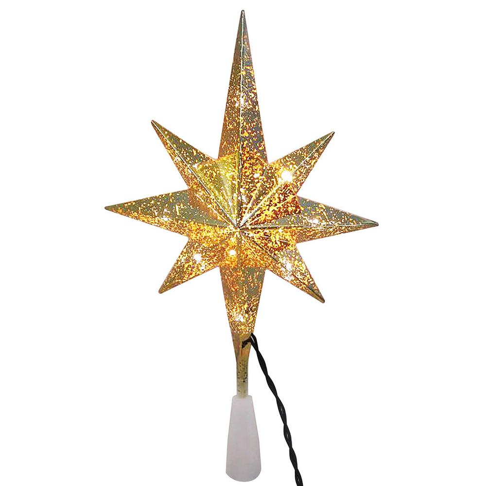 11 in. 10-Light Gold Mercury Tree Topper Star