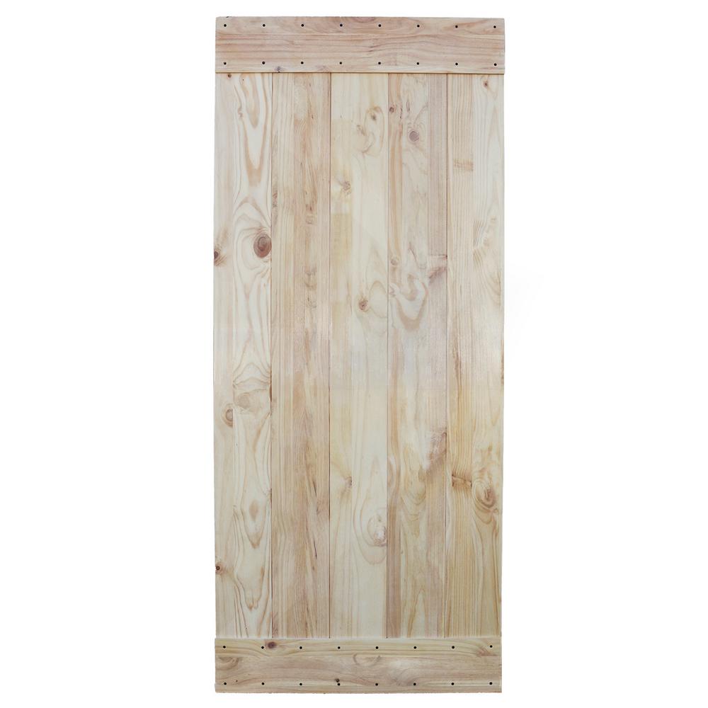 Calhome 36 In X 84 Unfinished 2 Side Knotty Pine Solid Wood Unfinished 2 Side Knotty Pine Solid Wood Interior Barn Door Slab