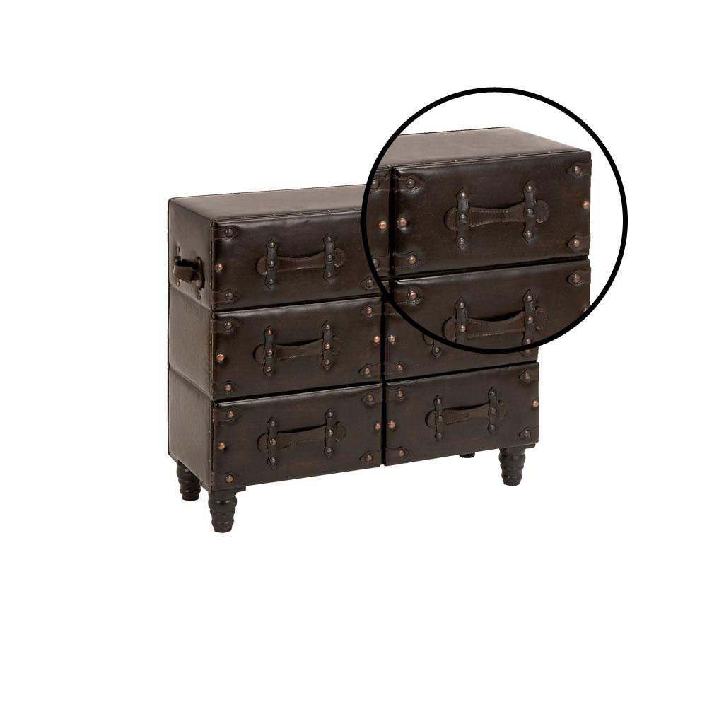 Litton Lane Rich Espresso Faux Leather Antique Wooden Cabinet