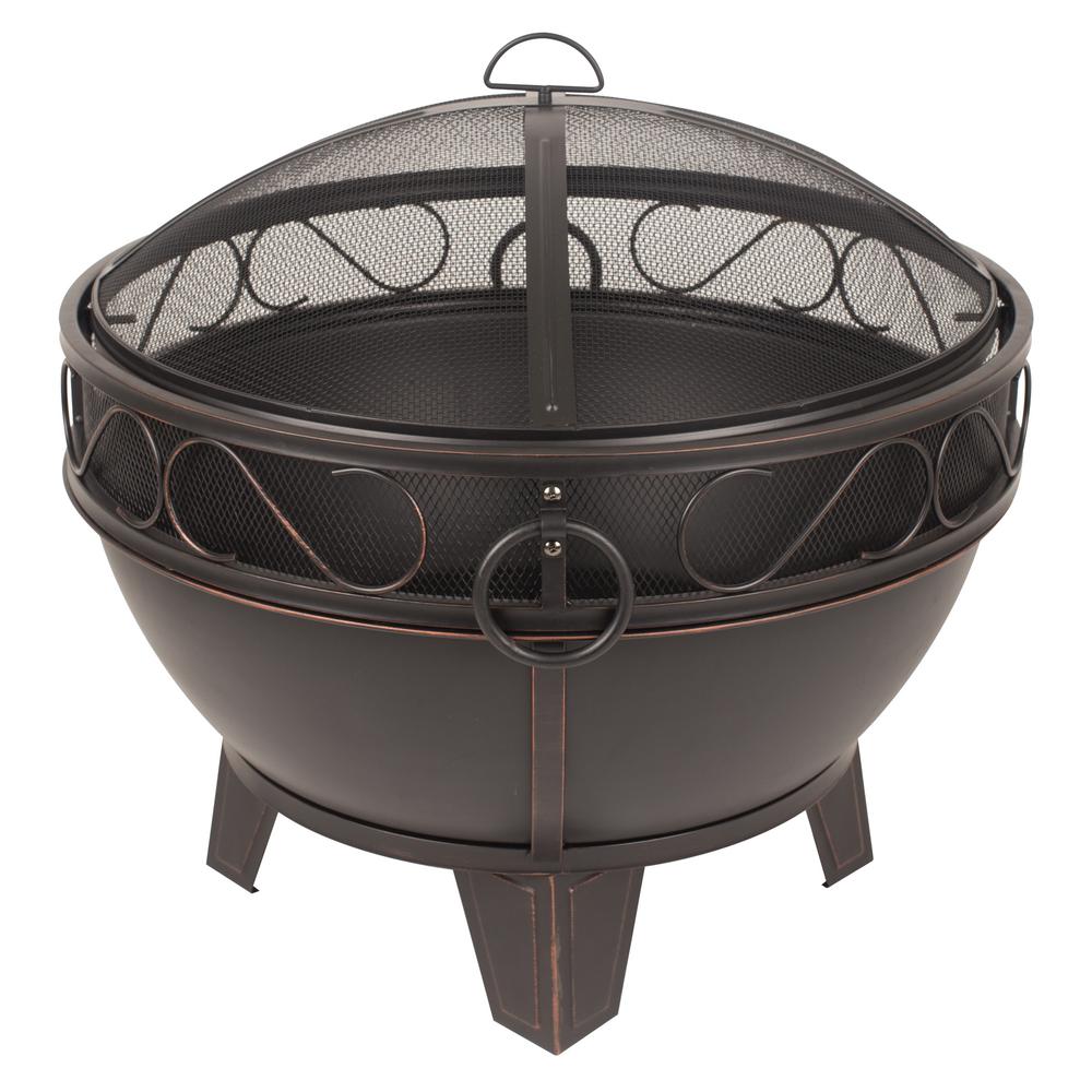 Pleasant Hearth Bellora 28 In Steel Fire Pit In Rubbed Bronze