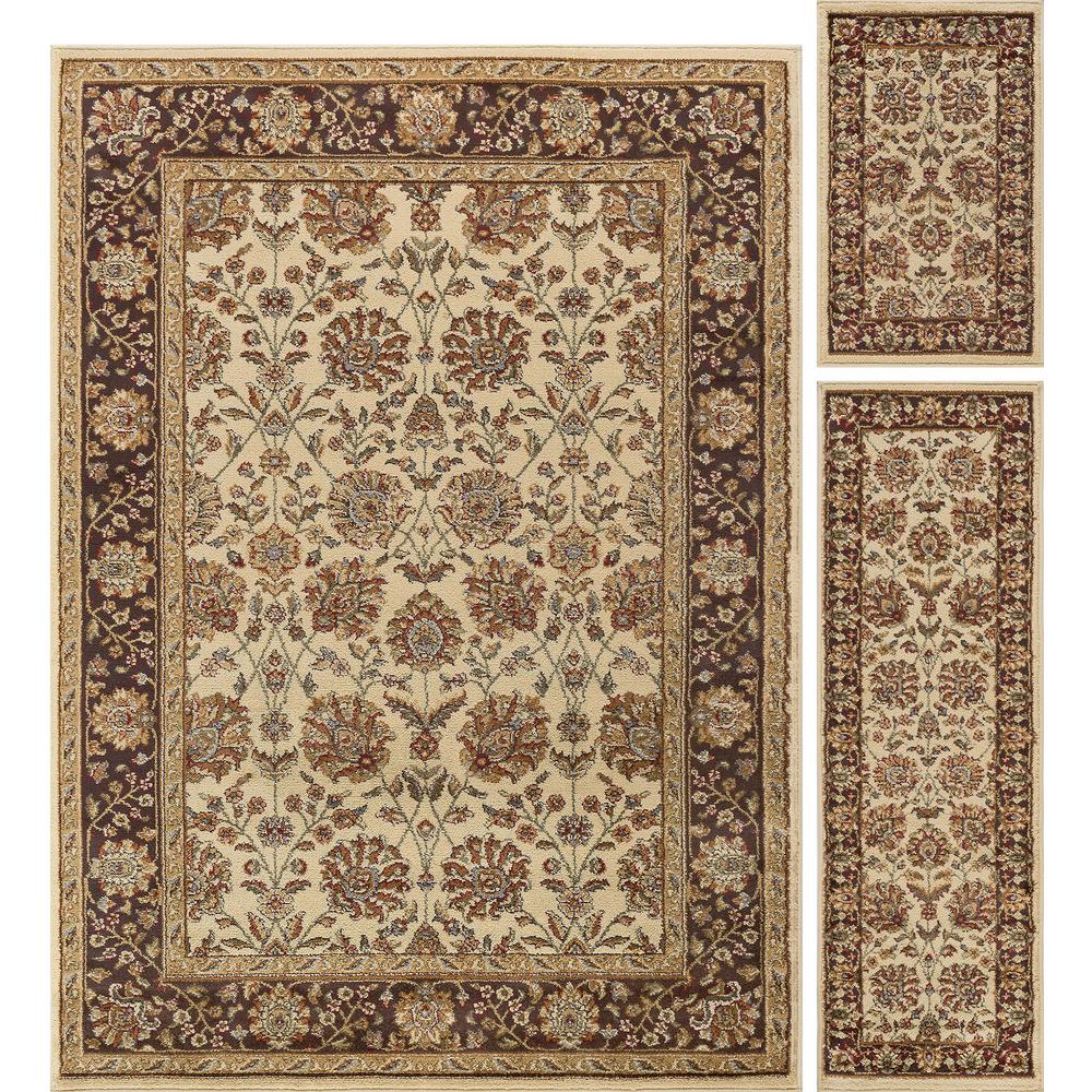 Tayse Rugs Elegance Beige 5 Ft X 7 3 Piece Rug Set
