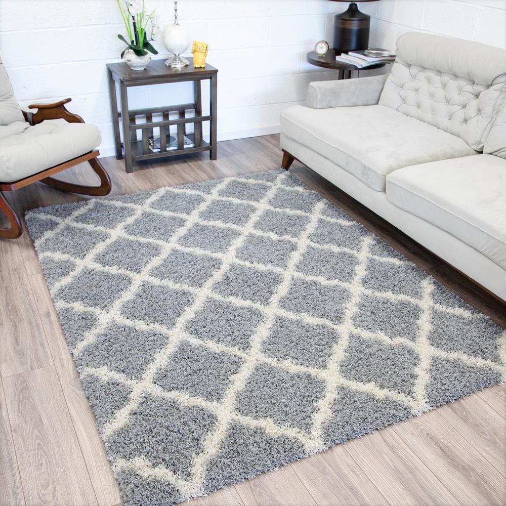 Ottomanson Ultimate Gy Contemporary Moroccan Trellis Design Grey 8 Ft X 10 Area Rug
