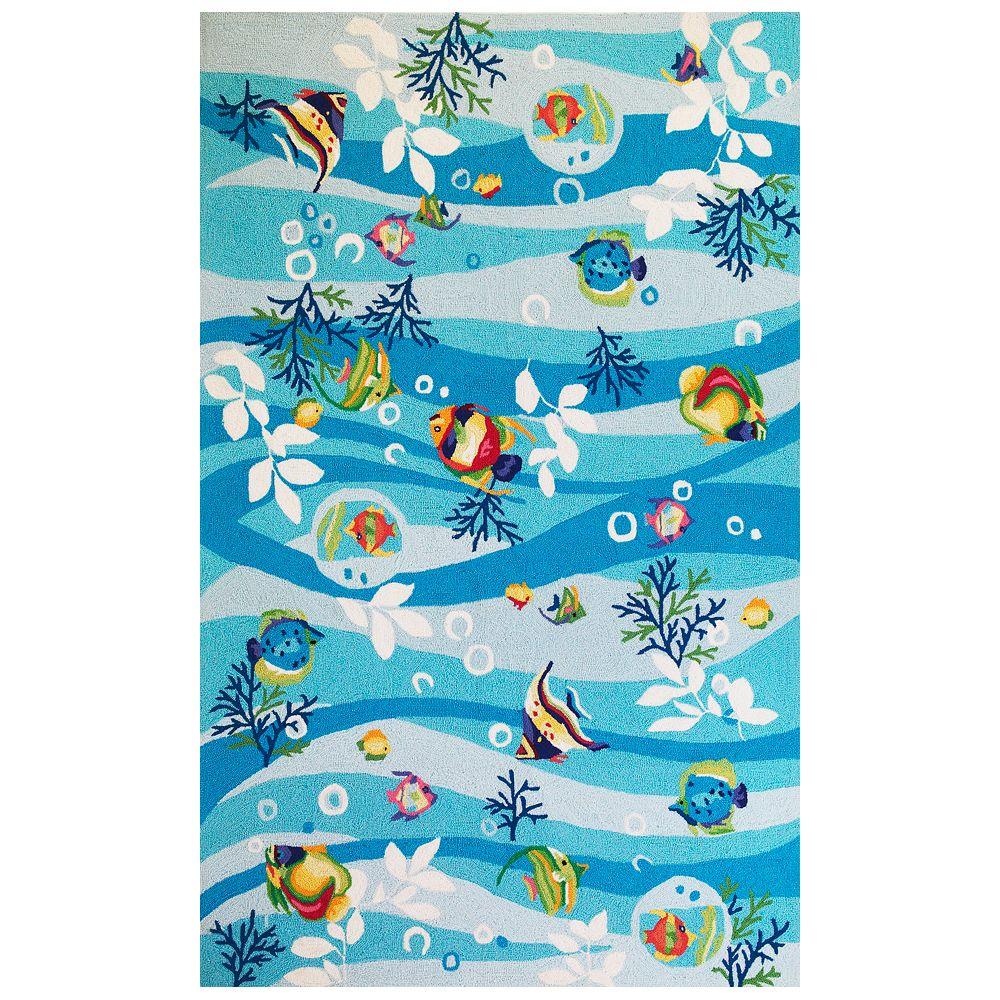 Kas Rugs Aqua Fish Blue 7 ft. 6 in. x 9 ft. 6 in. Area RugSOE201176X96