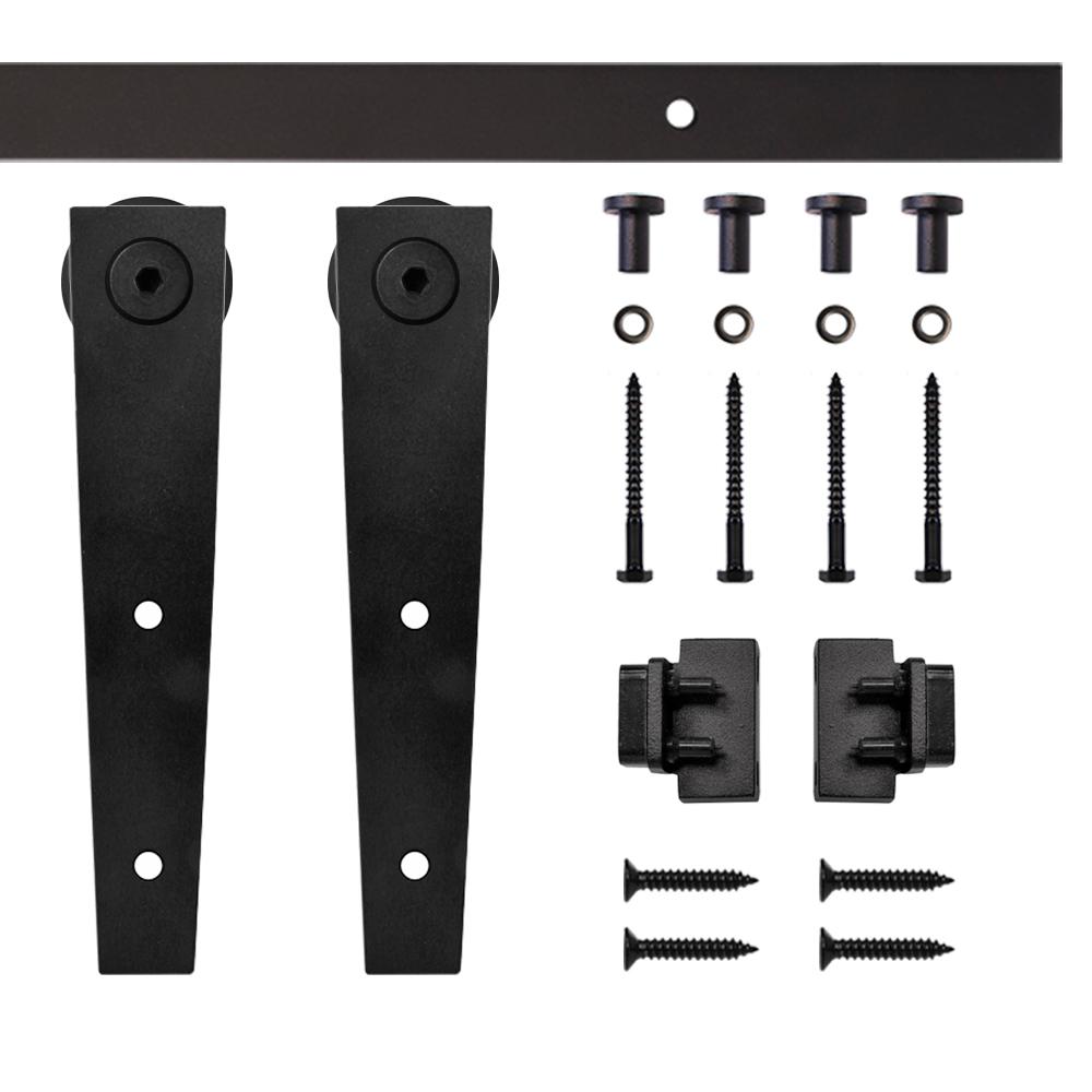 Quiet Glide Black Wedge Rolling Single Furniture Door Kit with 5 ft. RailQG.1410.02.08.60 The
