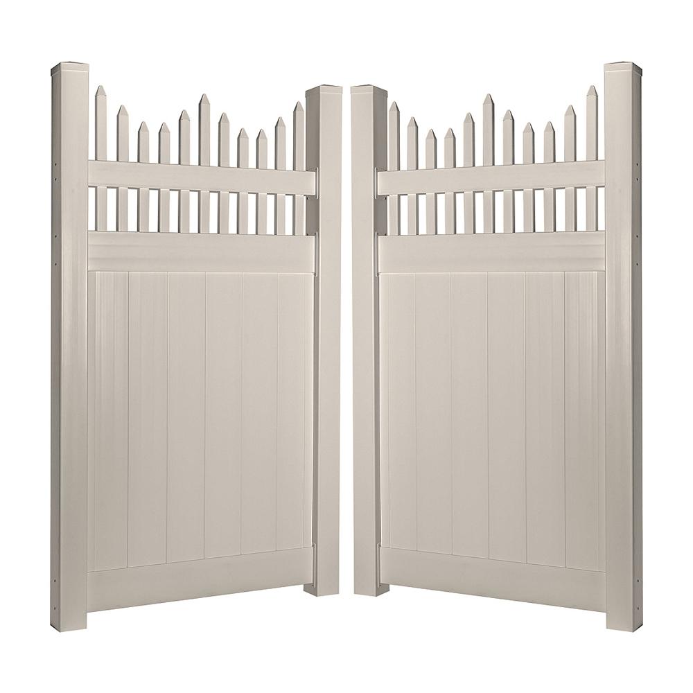 Weatherables Louisville 7.4 ft. W x 5 ft. H Tan Vinyl Privacy Fence