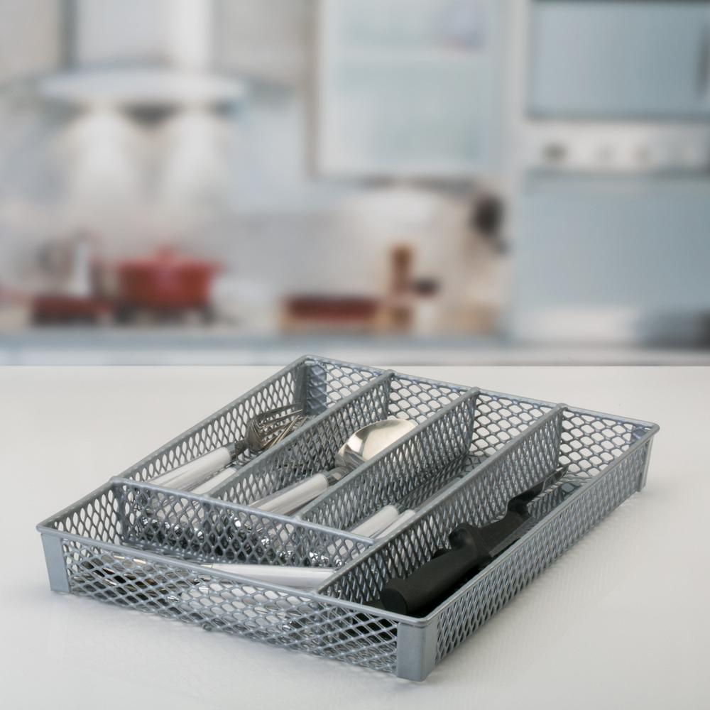 Kitchen Details Small Grey Cutlery Tray 24129 Grey The Home Depot