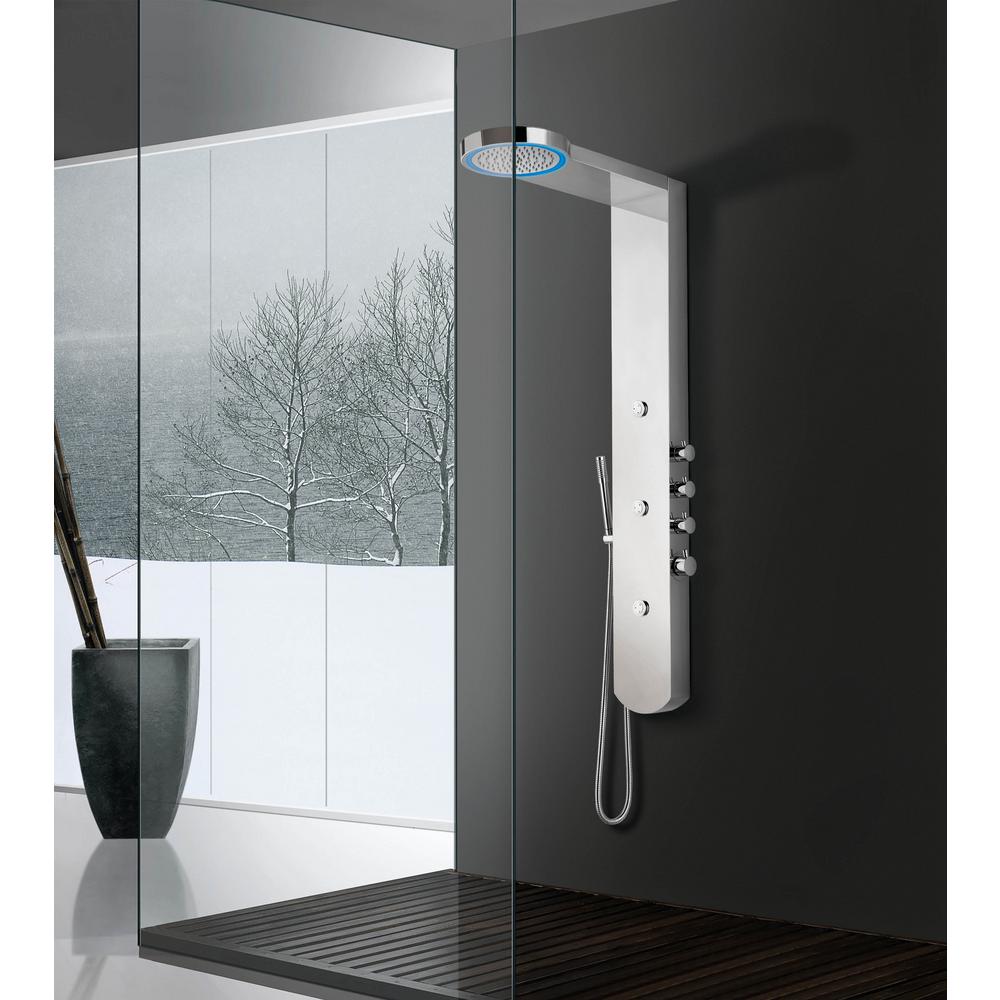 Boann 3 Jetted Full Shower Panel System With Moon Led In Mirror Finish Valve Included