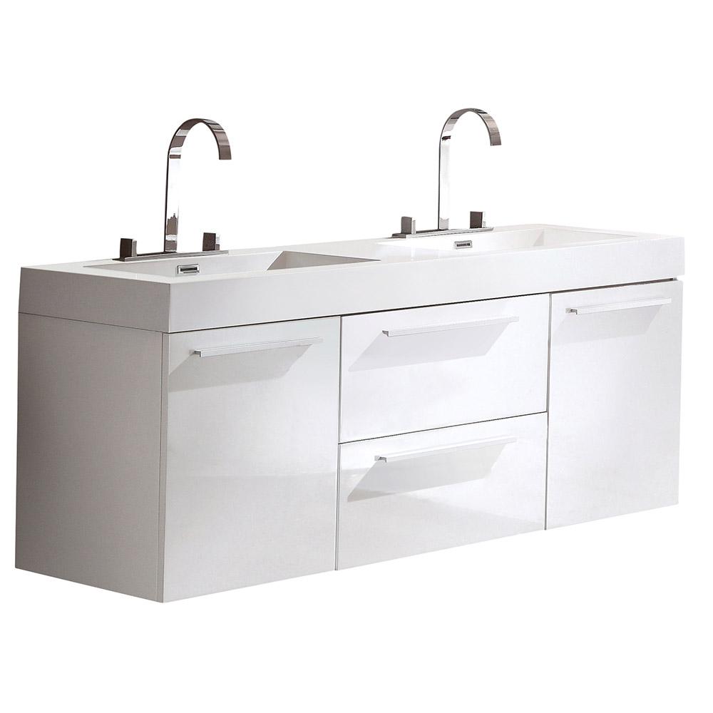 Fresca Opulento 54 In Double Vanity In White With Acrylic Vanity Top In White With White Basin Fcb8013wh I The Home Depot