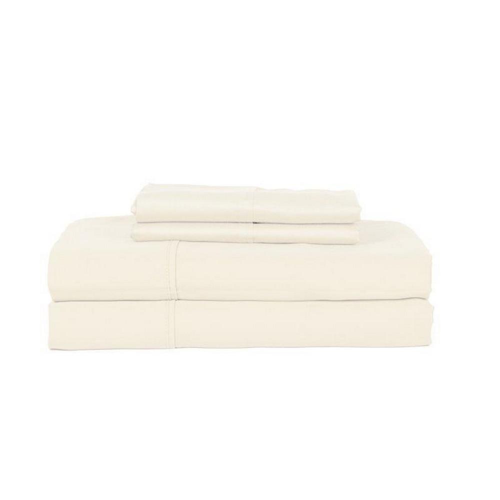 DEVONSHIRE COLLECTION OF NOTTINGHAM 4-Piece Ivory Solid 280 Thread Count Cotton King Sheet Set was $129.99 now $51.99 (60.0% off)