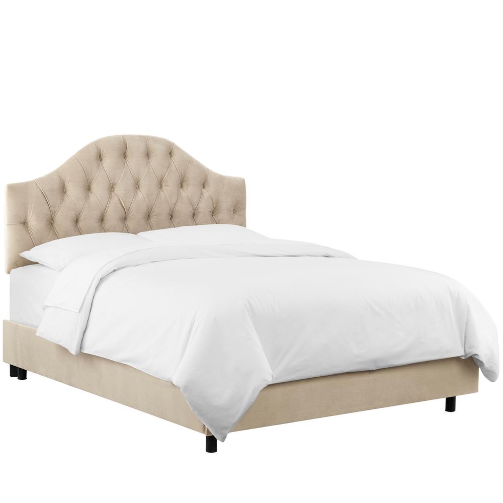 Skyline Furniture Velvet Pearl California King Diamond Tufted Bed Velvet Pearl California King Diamond Tufted Bed