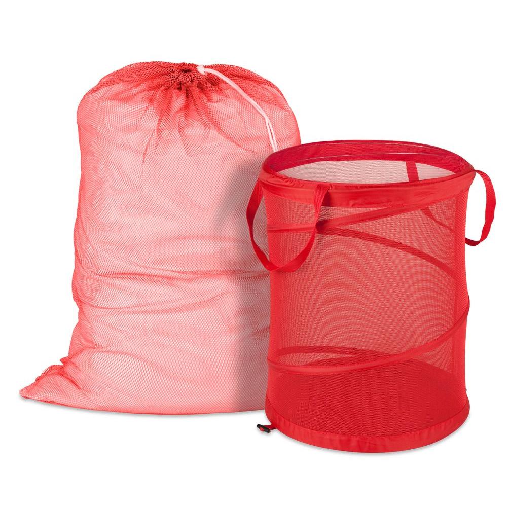Honey Can Do Mesh Laundry Bag And Hamper Kit In Red Ldyx03018 The Honey Can Do Mesh Laundry Bag And Hamper Kit In Red