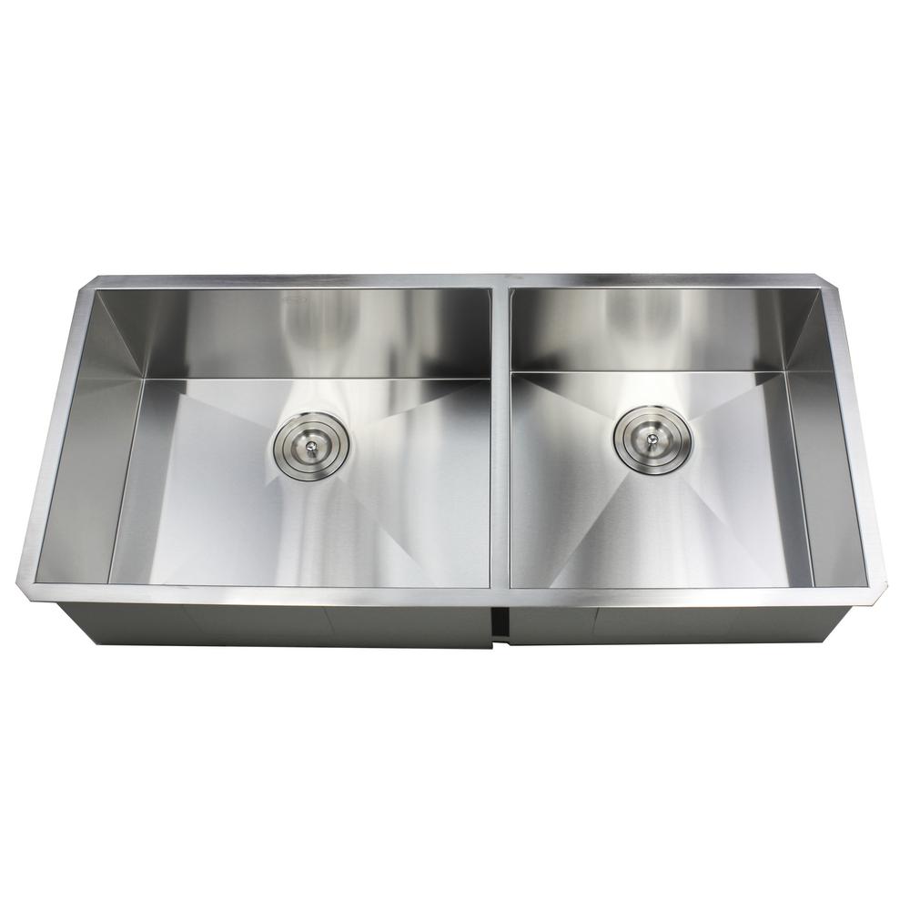 Kingsman Hardware Undermount 42 In X 20 In X 10 In Deep Stainless Steel 16 Gauge Double Bowl 60 40 Zero Radius Kitchen Sink