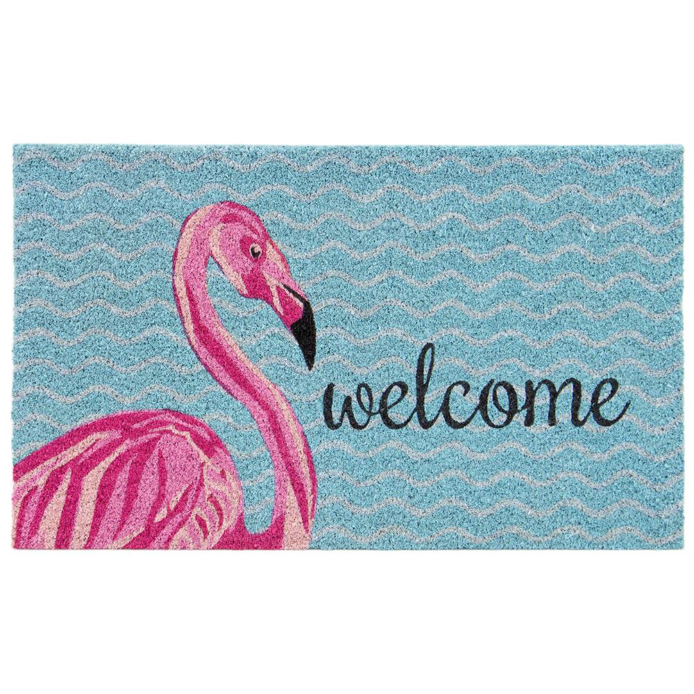 TrafficMASTER Pink Lady Flamingo Multi 18 in. x 30 in. Coir Door Mat