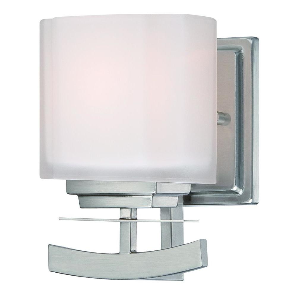 Hampton Bay Architecture 1 Light Brushed Nickel Sconce 15038 The Home Depot