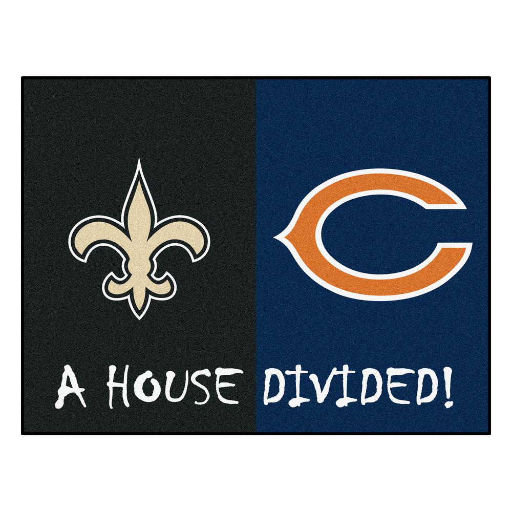 Fanmats Nfl House Divided New Orleans Saints Chicago Bears 33 75 In X 42 5 In House Divided Mat Area Rug