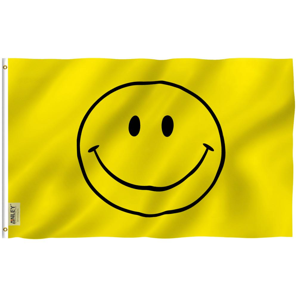 Fly Breeze 3 ft. x 5 ft. Polyester Yellow Smiley Face Flag ...