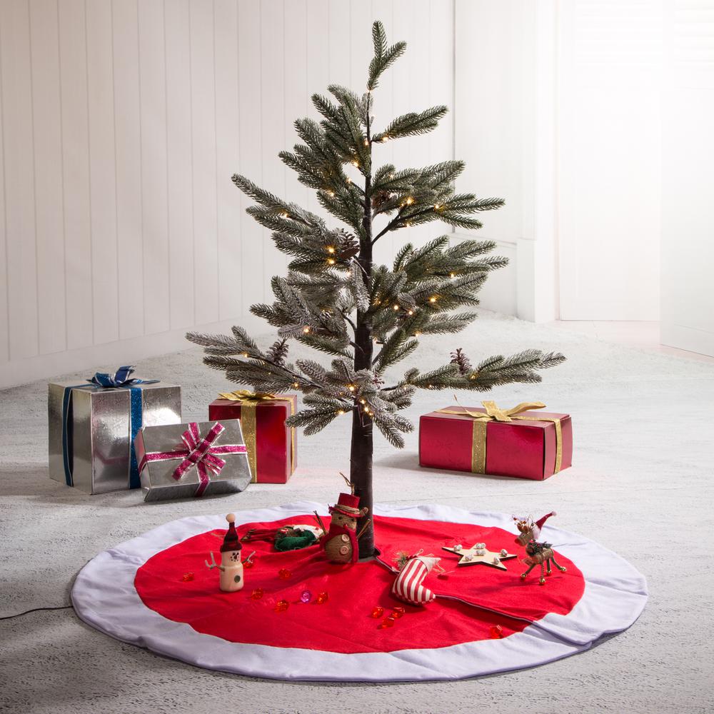 Glitzhome 42 In D Felt Christmas Tree Skirt In Traditional Red