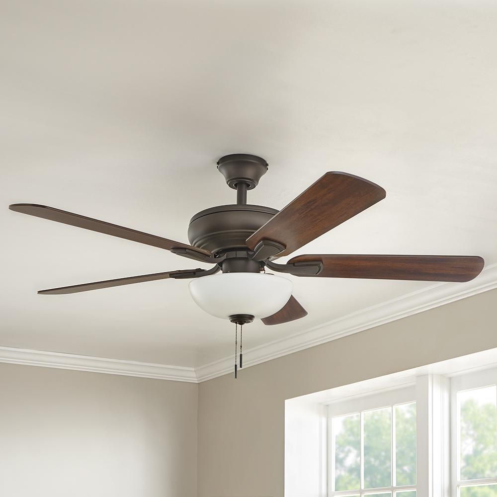 Hampton Bay Rothley Ii 52 In Bronze Led Ceiling Fan With Light Kit 52051 The Home Depot - Home Depot Ceiling Fans With Light Fixture