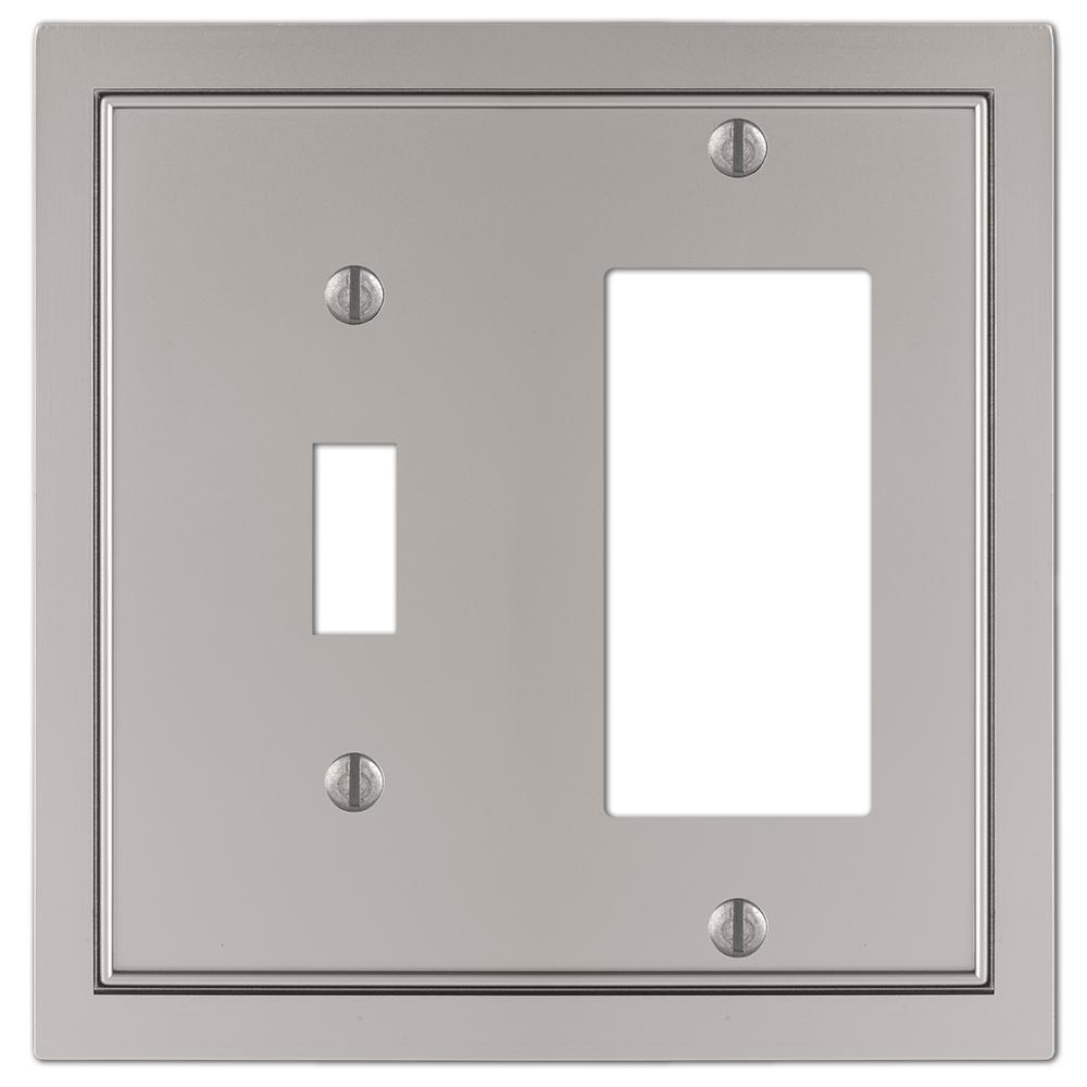 AMERELLE Averly 2 Gang 1-Toggle and 1-Rocker Metal Wall Plate - Satin ...