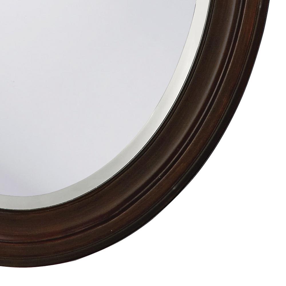 33 in. x 25 in. Round Framed Mirror in Brown 40110 The Home Depot