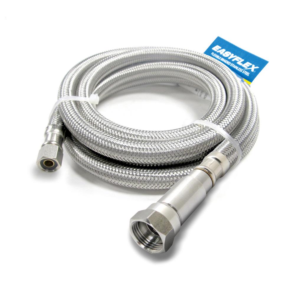 EasyFlex SafeFlow Stainless Steel Braided Ice Maker Connector, 1/4 in