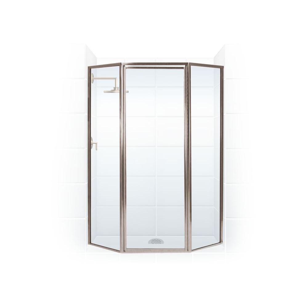 Coastal Shower Doors Legend 59 In X 66 In Framed Neo Angle Hinged Shower Door In Brushed Nickel And Clear Glass Nl16271666n C The Home Depot