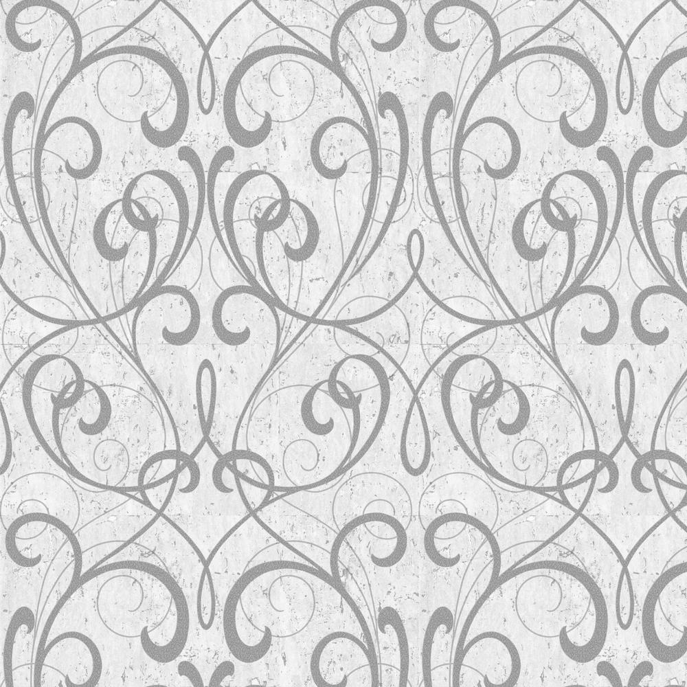 Graham & Brown Kyoto Cork Damask Light Gray / Silver Wallpaper103039