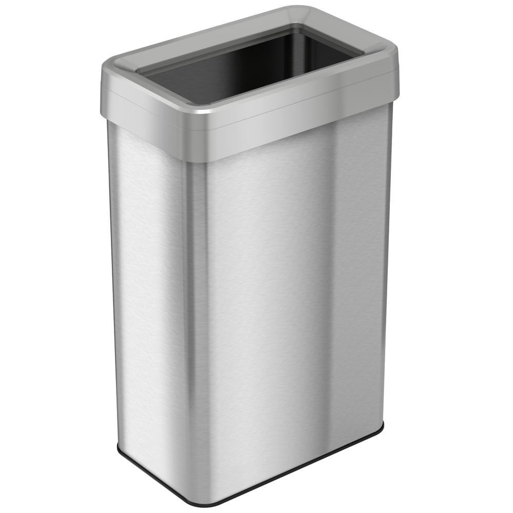 iTouchless 21 Gal. Rectangular Open-Top Stainless Steel Trash Can, Silver Metallic