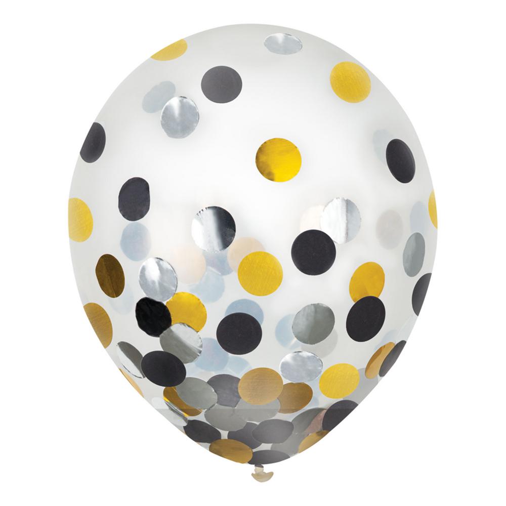 amscan Party Balloons Black Party Decor Silver and Gold Confetti 12 Ct.