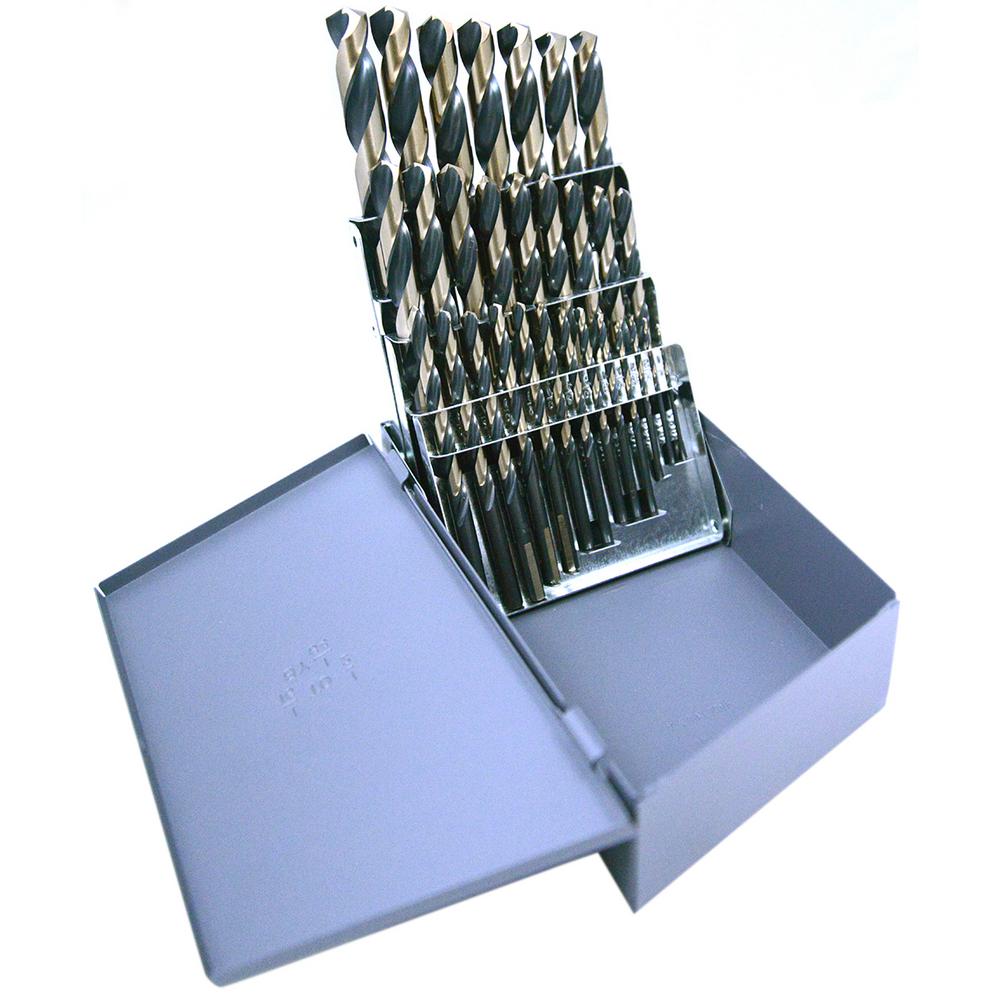 High Speed Steel Wire Size 38 Straight Shank Cle-Line C18091 Heavy Duty Jobber Length Drill 135-Degree Split Point Pack of 12 Black and Gold Finish