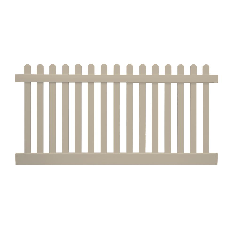 Weatherables Plymouth 3 Ft H X 8 Ft W Khaki Vinyl Picket Fence Panel Kit Pkpi 3r5 5 3x8 The Home Depot