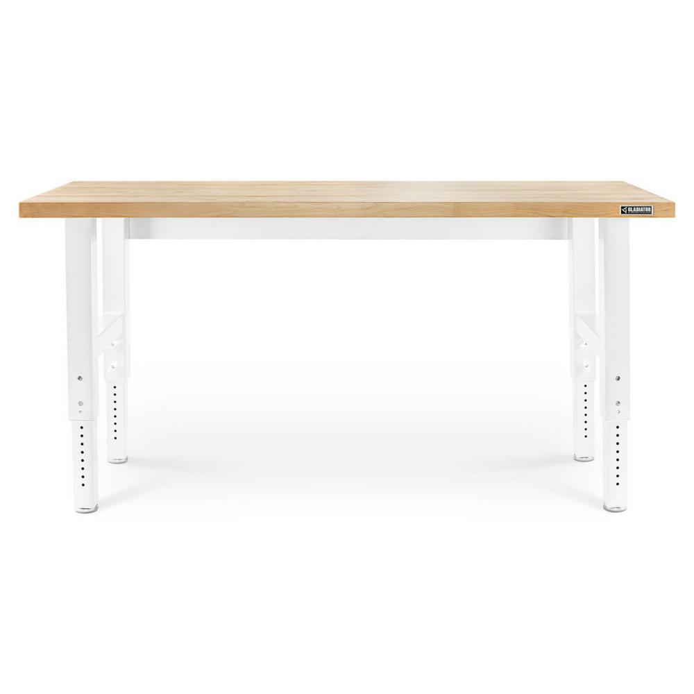 6 ft. Adjustable Height Workbench with Hardwood Top in White