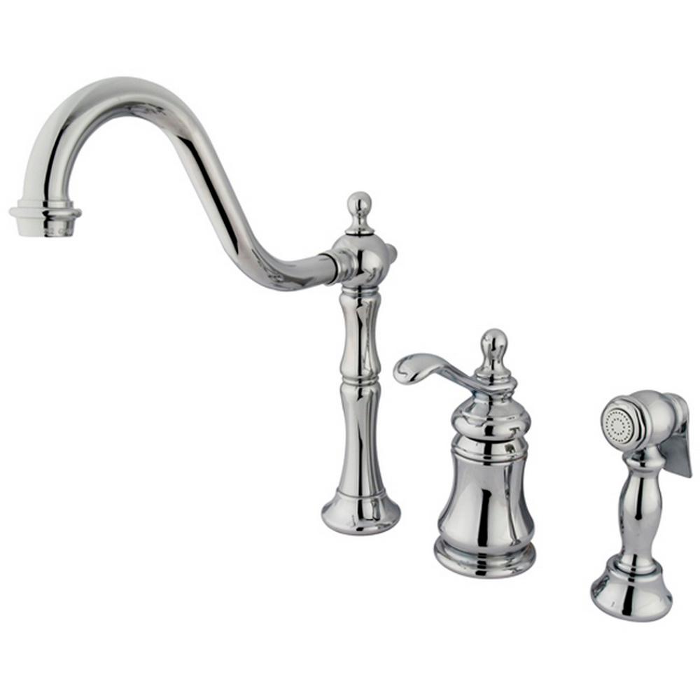 Kingston Br Templeton Single Handle Standard Kitchen Faucet With Kingston Br Templeton Single Handle Standard Kitchen Faucet With Side Sprayer In Chrome