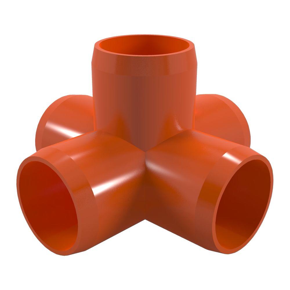 Formufit 11/4 in. Furniture Grade PVC 5Way Cross in Orange (4Pack