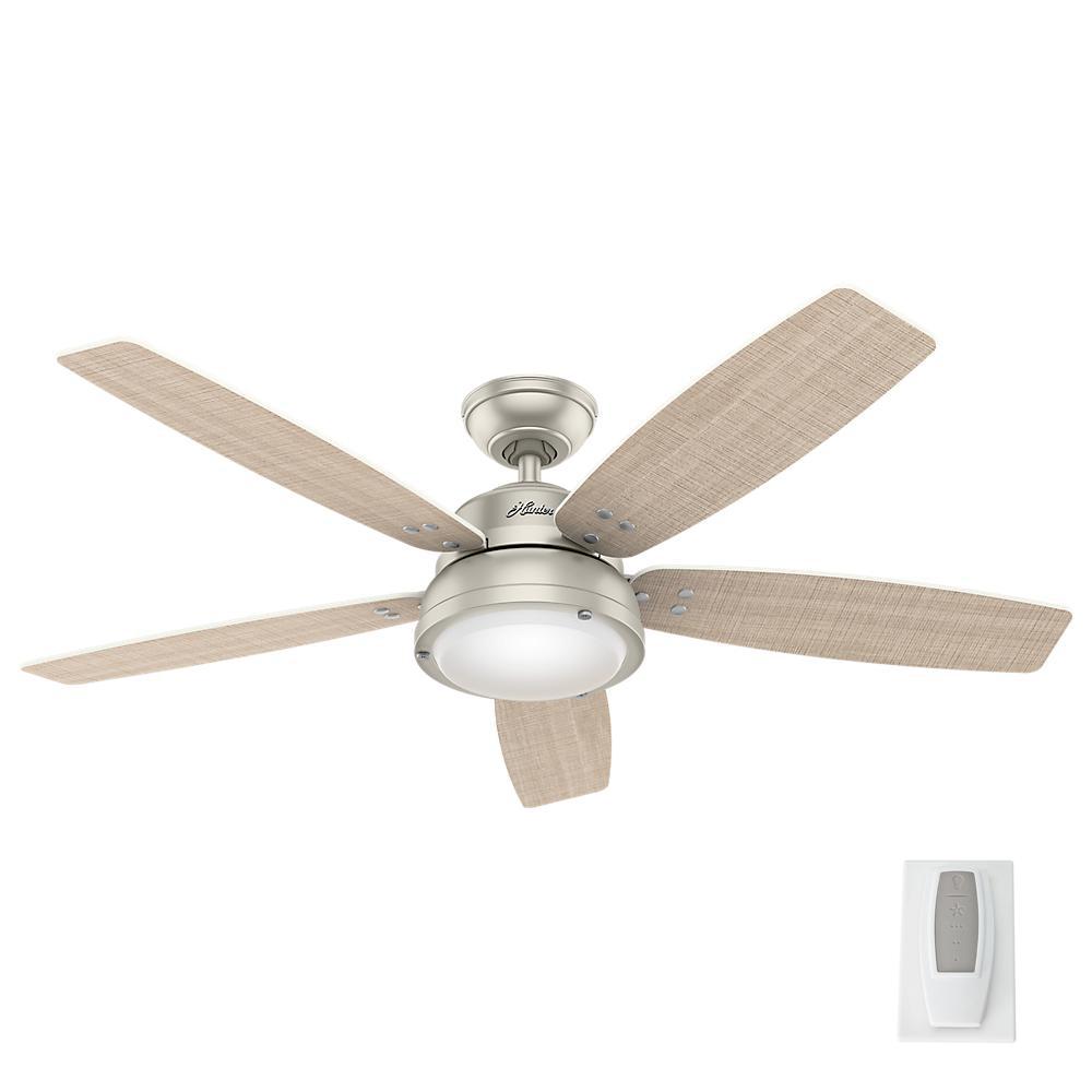 Hampton Bay Ellijay 52 In Indoor Outdoor Natural Iron Ceiling Fan Channelside 52 In Led Indoor Outdoor Matte Nickel Ceiling Fan