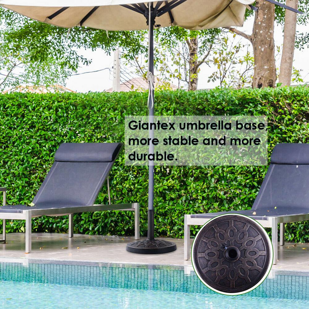 Costway 18 In Round Market Standing Outdoor Living Heavy Duty Patio Umbrella Base Stand In Bronze Op2262 The Home Depot