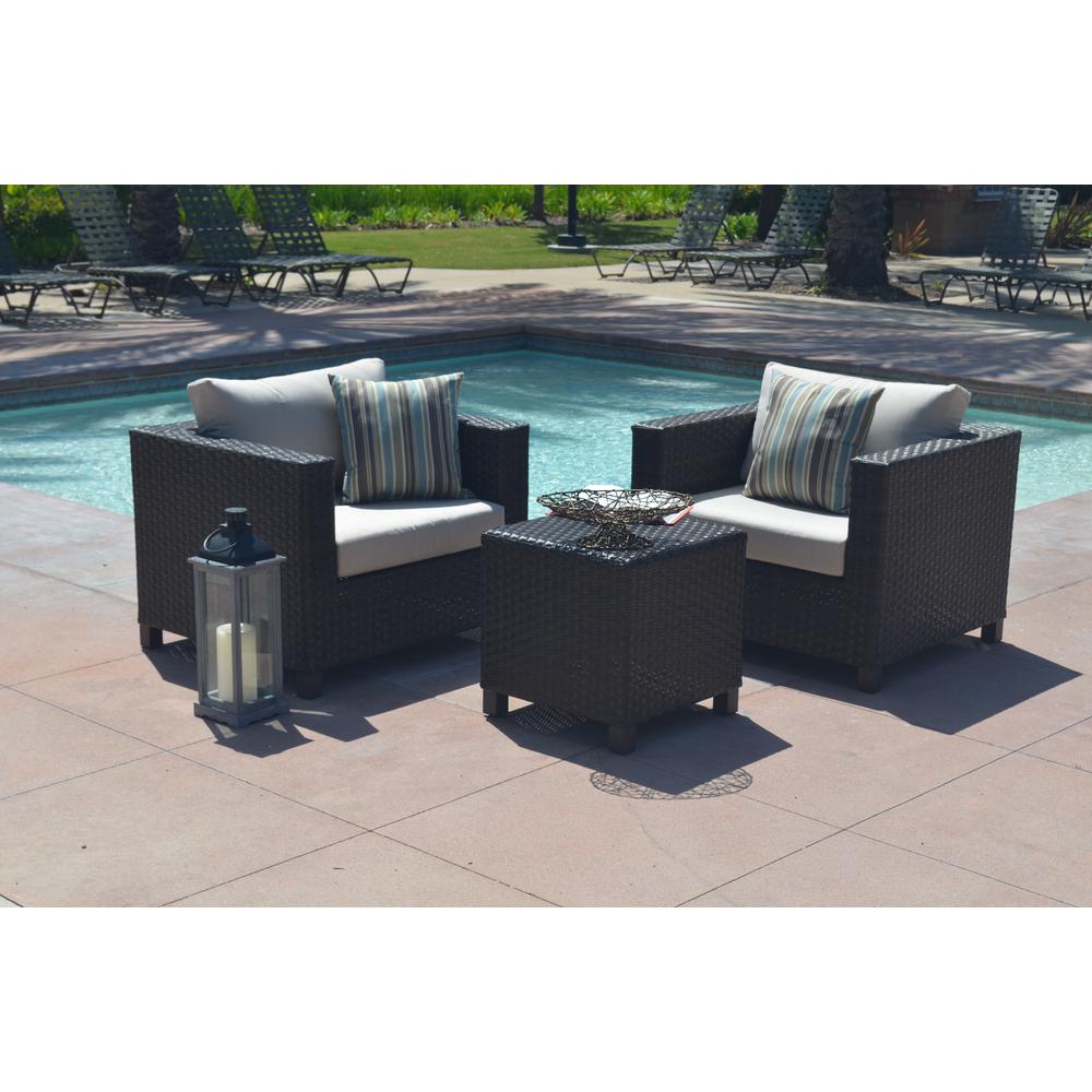 AE Outdoor Naples 3Piece AllWeather Wicker Patio Conversation Set