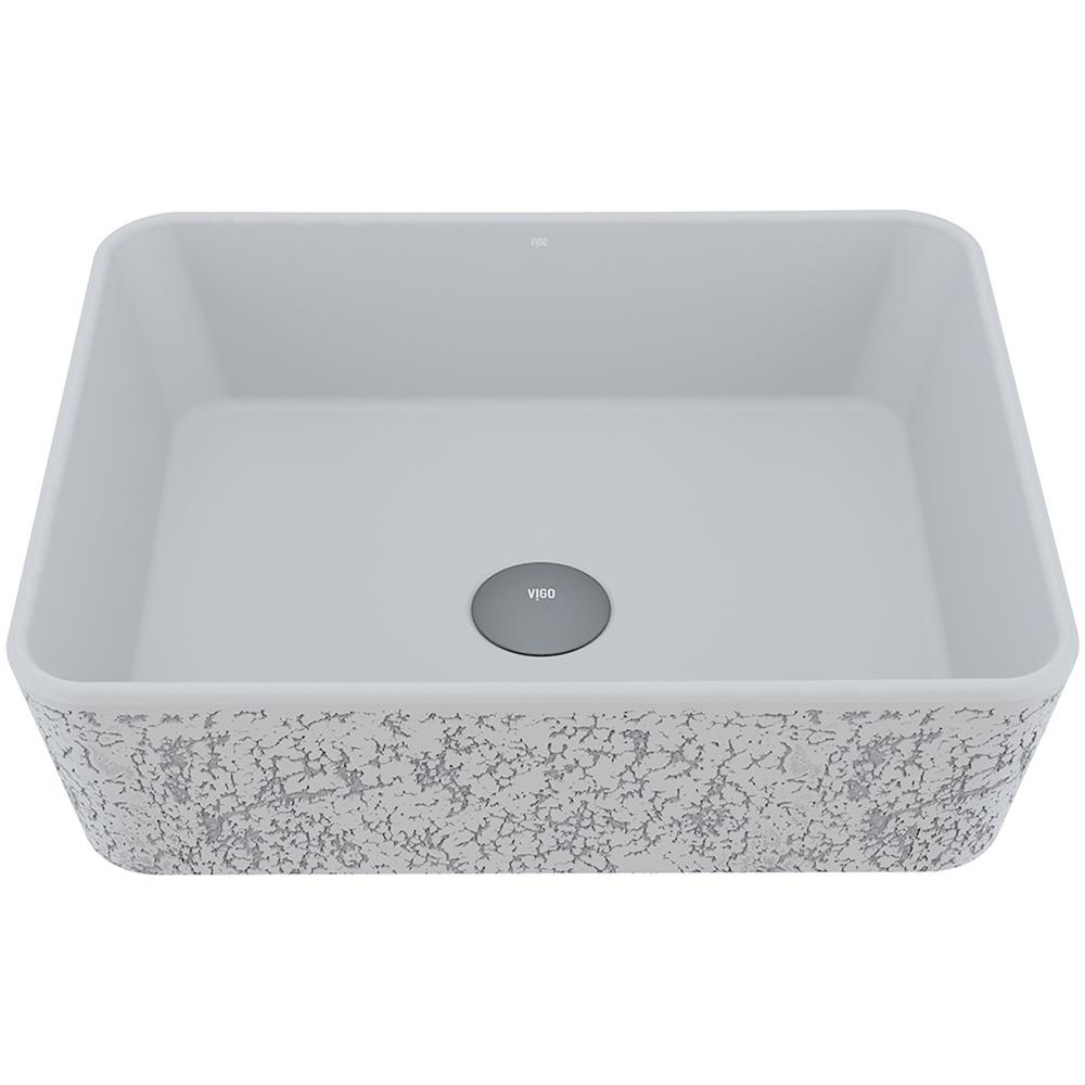 Vigo Cast Stone Zinnia Concrete Rectangular Vessel Bathroom Sink In Ash Gray Vg04052 The Home Depot