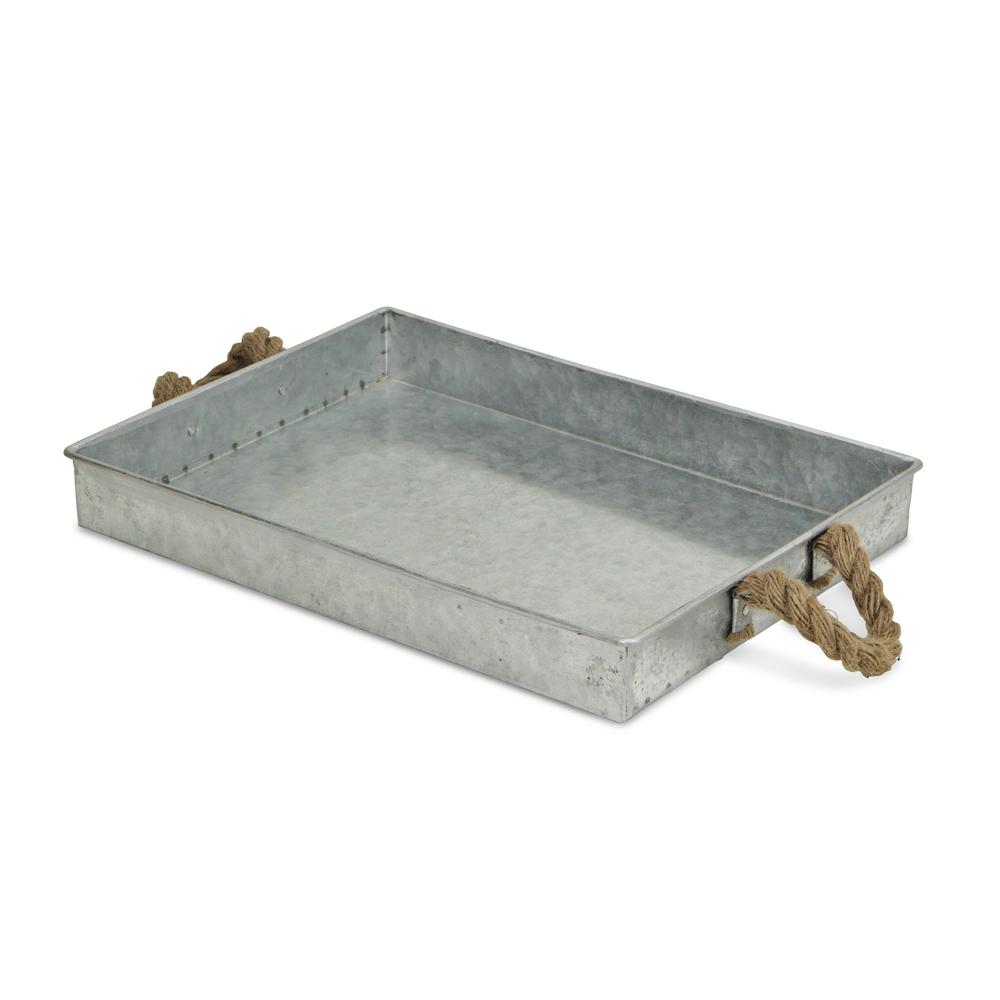 Cheungs Galvanized Metal Rectangular Tray With Rope Handle Fp 3744 Cheungs Galvanized Metal Rectangular
