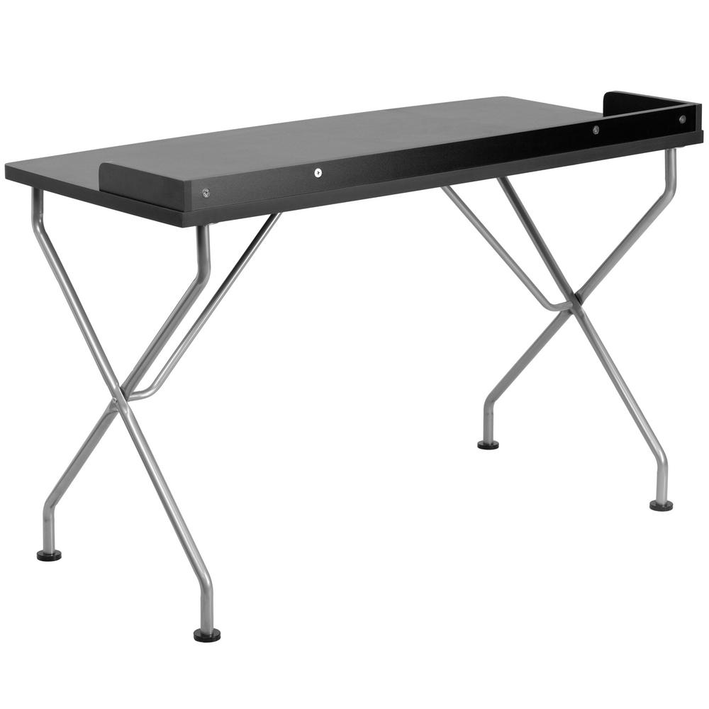 Black Computer Desk With Silver Frame