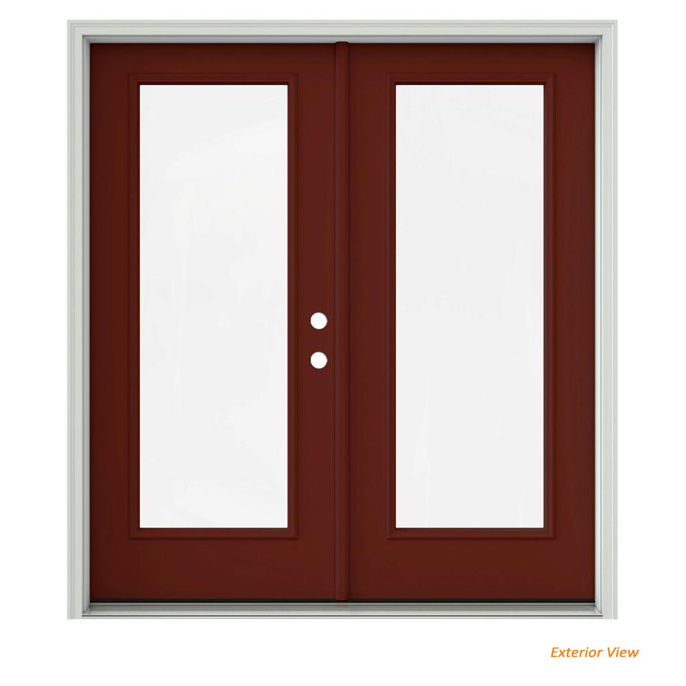 Jeld Wen 72 In X 80 Mesa Red Painted Steel Left Hand Inswing Mesa Red Painted Steel Left Hand Inswing Full Lite Glass Active Stationary Patio Door