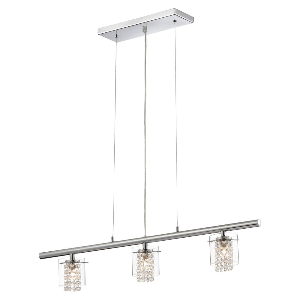 Black Stainless Steel Pendant Lights Lighting The Home Depot Glam Topaz Collection 3 Light Chrome Hanging Pendant