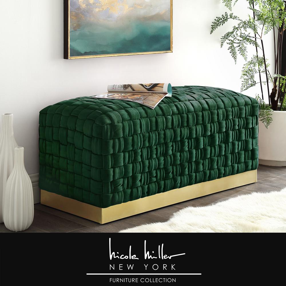 Nicole Miller Diamond Hand Woven Hunter Green Gold Velvet